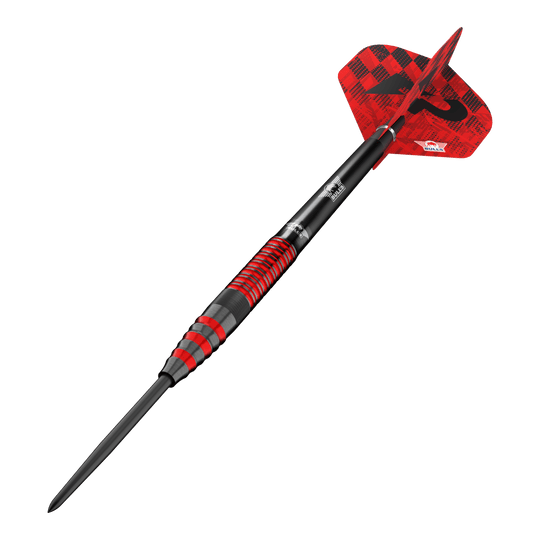 Bulls NL Florian Preis Steeldarts - 23g ist auf dem Bild dargestellt. Die Steeldarts werden aus einer zusätzlichen Ansicht präsentiert.