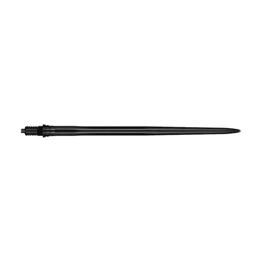 Dartspitzen in Schwarz mit einer Länge von 50mm sind abgebildet. Sie haben ein glattes Design und sind für Softdarts gedacht.