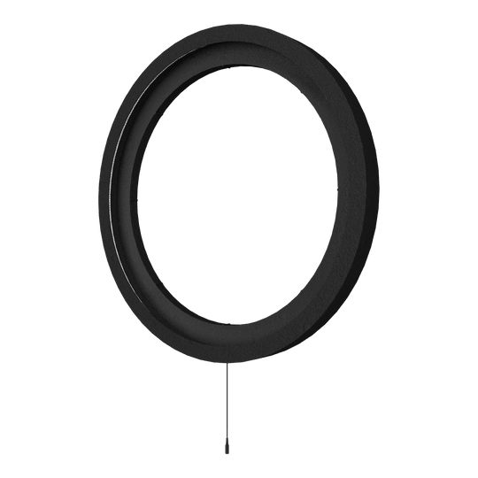 Das Bild zeigt das Produkt "Bulls NL Lumo 2 Light Surround Beleuchtungssystem". Es handelt sich um einen runden, schwarzen LED-Lichtring mit einem Kabel an der Unterseite.