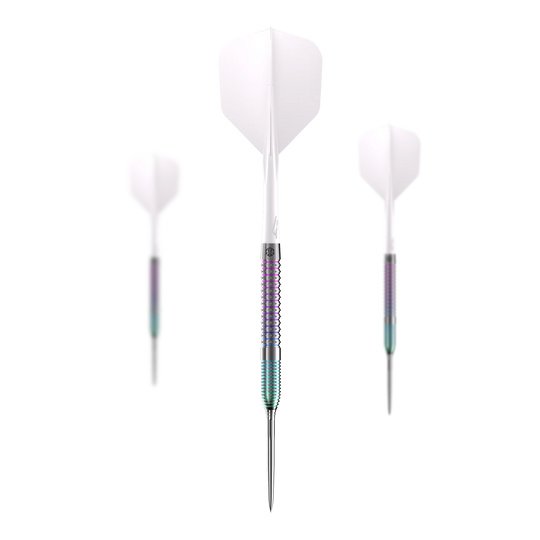 Abgebildet ist das Set der Caliburn Big Cats Ozelot Steeldarts mit 23 Gramm. Das Set besteht aus mehreren hochwertigen Darts.