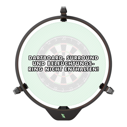 Sistema electrónico de autocalificación Scolia Home 2 2026 Das Bild zeigt das Produkt "Scolia Home 2 Electronic Score System", das an einem Dartboard angebracht ist. Auf dem Bild steht geschrieben, dass Dartboard, Surround und Beleuchtungsring nicht enthalten sind.