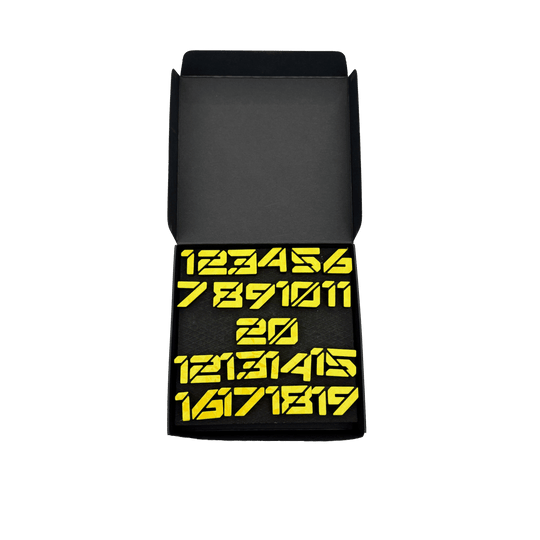 Anillos numéricos para diana McDart / Anillos numéricos Cyber Die Datei trägt den Namen 'Cyber Gelb Box'. Abgebildet ist vermutlich eine Verpackung in Gelb.