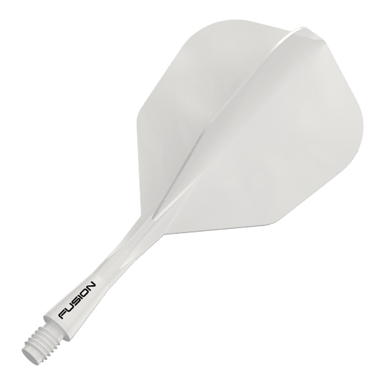 Sistema de eje de vuelo Winmau Fusion n.° 6, blanco sólido Das Bild zeigt das Winmau Fusion Flight Shaft System No6 in Weiß, 22mm. Abgebildet ist vermutlich ein Dart-Zubehörteil.
