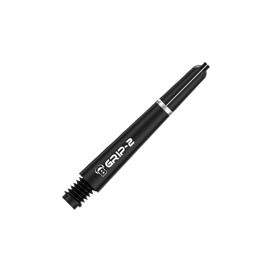 Das Bild zeigt den Bulls B-Grip-2 SL Shaft in Schwarz. Der Schaft hat ein schlankes Design mit weißer Aufschrift.