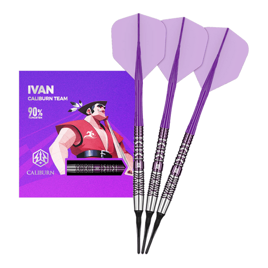 Dardos blandos Caliburn Awakening Ivan - 20 g Zu sehen sind die Caliburn Awakening Ivan Softdarts mit 20g Gewicht. Dieses Produkt eignet sich für das elektronische Dartspiel.