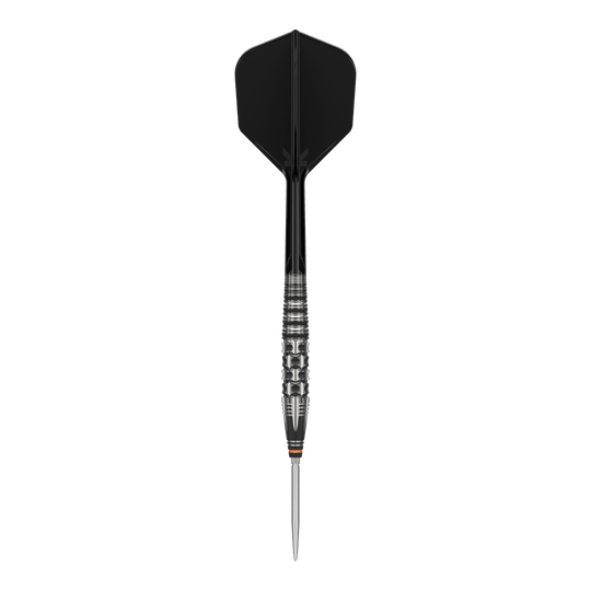 Dardos de acero Target Japan Black Marque Dancing Duck GEN 4 Das Bild zeigt einen Target Japan Black Marque Dancing Duck GEN 4 Steeldart. Der Dartpfeil hat ein elegantes, schwarzes Design mit einer metallischen, strukturierten Griffzone.