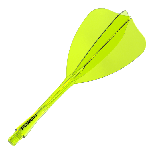 Sistema de eje de vuelo Winmau Fusion Arrow amarillo neón Das Bild zeigt ein Winmau Fusion Flight Shaft System in Neon-Gelb mit einer Länge von 34mm. Es ist ein Zubehörteil für Darts-Spieler und dient als Schaft für Dartpfeile.