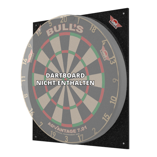 Silenciador de diana Bulls NL Das Bild zeigt den Bulls NL Dartboard Silencer, ein schallreduzierendes Board für Dartspiele. Auf dem Bild steht, dass das Dartboard nicht enthalten ist.