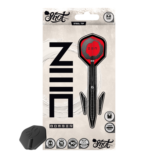Dardos de acero Shot ZEN Bomber Turbo Point Abgebildet ist das Produkt Shot ZEN Bomber Turbo Point Steeldarts. Dieser Dartpfeil wird für das Steeldartspiel verwendet.