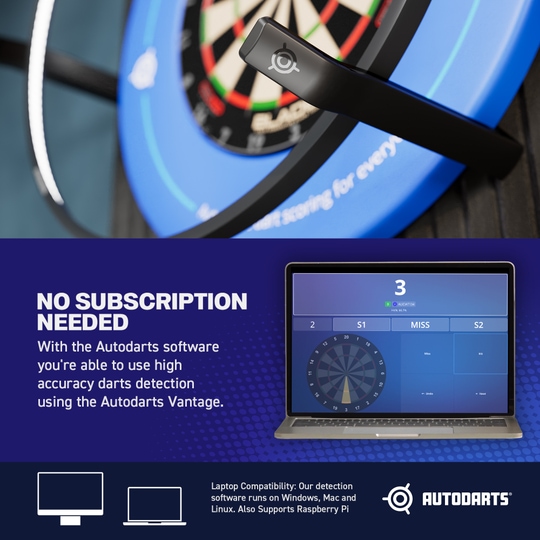 Sistema de puntuación automática Autodarts Vantage Dieses Bild zeigt das Produkt mit dem Dateinamen 838001_Autodarts_Vantage_Auto-Scoring-System_9. Es handelt sich wahrscheinlich um ein Dart-Zubehör oder ein Autodarts-System.