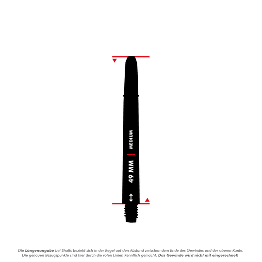 528_Rockstar_Shafts_5_49mm Das Bild zeigt ein Produkt namens "Rockstar Shafts - 49mm". Der Schaft wird als mittellang (Medium) mit einer Länge von 49 mm dargestellt.