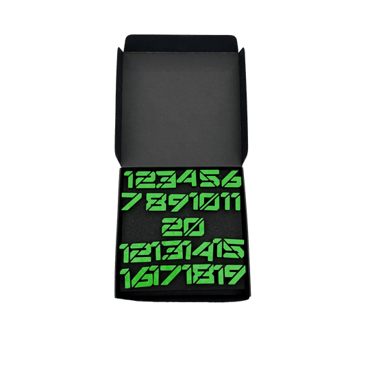 Anillos numéricos para diana McDart / Anillos numéricos Cyber Das Bild zeigt ein Objekt mit dem Dateinamen 'Cyber Grn Box'. Das Objekt ist eine grüne Box.
