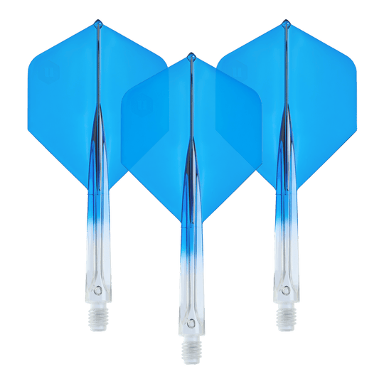 Plumas estándar Unicorn Forge Two Tone No2 - Azul claro Unicorn Forge Two Tone No2 Standard Flights in Klar Blau, Medium, als Set dargestellt. Sie eignen sich zum Auswechseln für Dartpfeile.