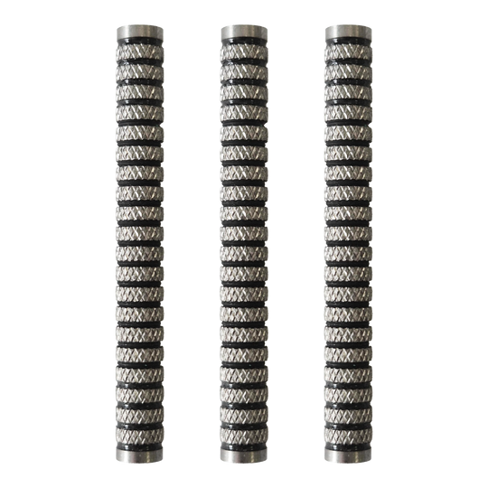 Barriles de dardos blandos McDart Black Ring con moleteado - 18 g Das Bild zeigt die McDart Black Ring Knurled Softdart Barrels mit einem Gewicht von 18g. Die Barrels sind speziell für Softdarts und zeichnen sich durch eine gerändelte Oberfläche aus.