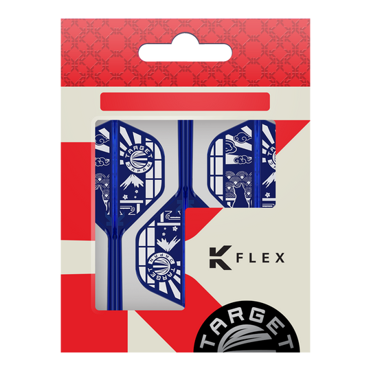 Vuelos estándar Target Japan K-Flex Blue Limited No2 Hier sind die Target Japan K-Flex Blue Limited No2 Standard Flights abgebildet. Die Flights haben eine typische Standardform und sind blau.