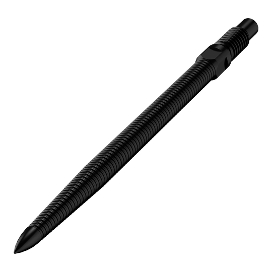 Puntas de dardo convertibles Bulls NL - Micro Grip - Negras Das Bild zeigt eine einzelne schwarze Dartspitze mit feiner MicroGrip-Struktur. Diese trägt den Namen BU57704_BullsNL_Convertible_Points_MicroGrip_Schwarz_32mm_2.