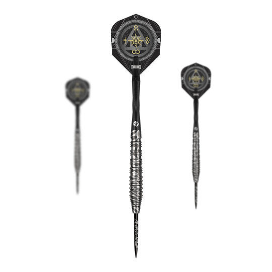 Dardos de acero Runstel de Shot Alchemy Das Bild zeigt das Set der Shot Alchemy Runstel Steeldarts. Es handelt sich um ein Set hochwertiger Steeldarts.