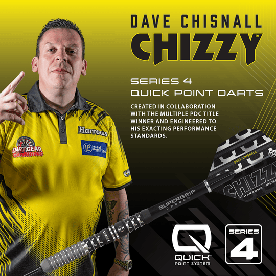 Dardos blandos Dave Chisnall Chizzy Serie 4 de Harrow Harrows Dave Chisnall Chizzy Series 4 Softdarts sind auf diesem Bild zu sehen. Das Produkt ist ein spezieller Softdart für Dartspieler.