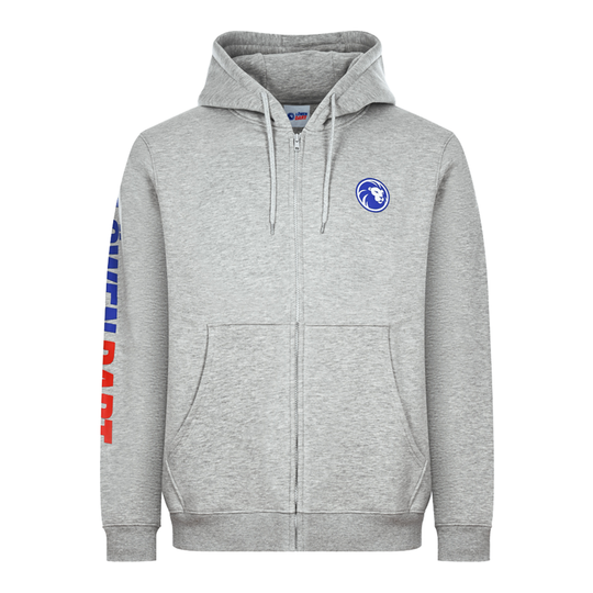 Sudadera con capucha y cremallera de la colección Löwen Hier ist der Löwen Kollektion Zip-Hoodie abgebildet. Der Hoodie hat einen Reißverschluss und gehört zur Löwen Kollektion.