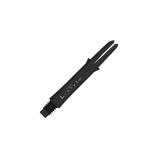 Ejes de carbono estilo L Dies ist ein schwarzer Carbon-Schaft für Darts der Marke L-Style. Der Schaft hat eine Länge von 35,5 mm und wird ohne Kappen gezeigt.
