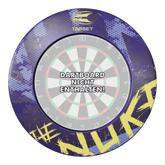 Target Luke Littler El tablero de dardos Nuke Surround Das Bild zeigt das Produkt "Target Luke Littler The Nuke Dartboard Surround" in buntem Design. In der Mitte steht der Hinweis "Dartboard nicht enthalten!"