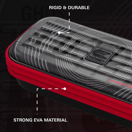 Estuche para dardos Takoma Ghost Series de Stephen Bunting Auf dem Bild ist das Takoma Ghost Series Stephen Bunting Dartcase zu sehen. Es ist eine Schutztasche für Darts mit dem Design von Stephen Bunting.