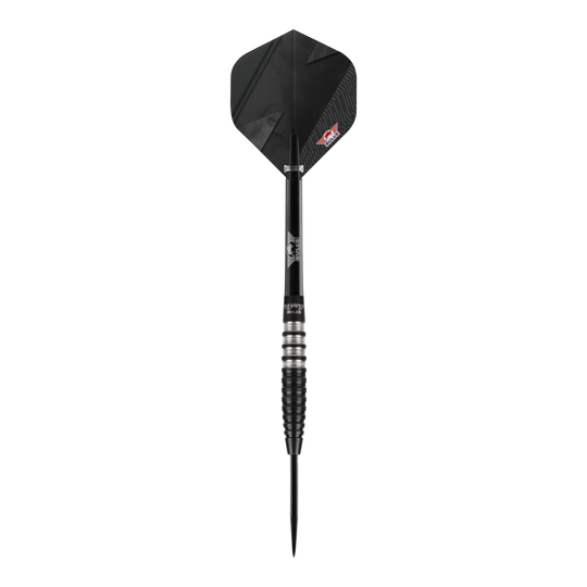 Dardos de acero negros Bulls NL Lightning Der "Bulls NL Lightning Black Steeldart" ist ein eleganter Dartpfeil in Schwarz mit silbernen Akzenten. Er hat ein modernes Design und eignet sich für professionelle Dartspieler.