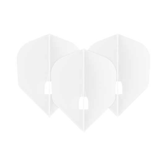 Das Bild zeigt vermutlich die 'L-Style Champagne L3PRO Shape Flights White 1 Set'. Es handelt sich um weiße Dart-Flights im L3PRO-Shape, die im Set erhältlich sind.