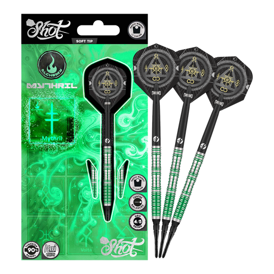 Dardos blandos Shot Alchemy Mythril - 20 g Abgebildet sind die Shot Alchemy Mythril Softdarts - 20g in voller Ansicht. Das Produkt wird komplett dargestellt.