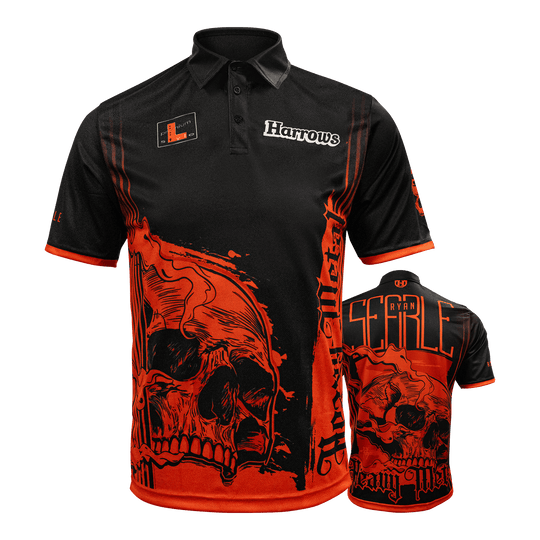 Camiseta de Ryan Searle, jugador de heavy metal de Harrow Gezeigt wird das Harrows Ryan Searle Heavy Metal Playershirt. Dieses Produkt ist ein Spielertrikot für Dartfans.