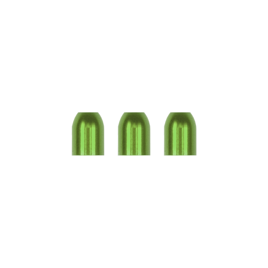 LCR-GR_L-Style_Premium_Metall_Champagne_Ringe_Gr-n_1 Das Bild zeigt drei grüne L-Style Premium Metall Champagne Ringe. Sie sind nebeneinander in einer Reihe angeordnet.