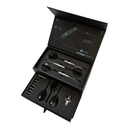 Dardos de acero Hyperion de la serie Caliburn Starships - 22 g Gezeigt werden die Caliburn Starships Series Hyperion Steeldarts - 22g. Die Darts sind ideal für ambitionierte Spieler.