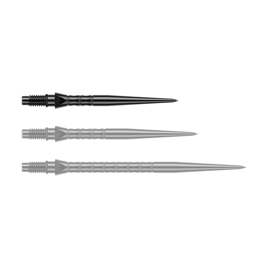 Puntas de dardos de acero Winmau Switch Point Wave - negras Zu sehen sind schwarze Steeldartspitzen mit einer Länge von 26 mm. Diese Spitzen eignen sich für das Dartspiel mit Steeldarts.