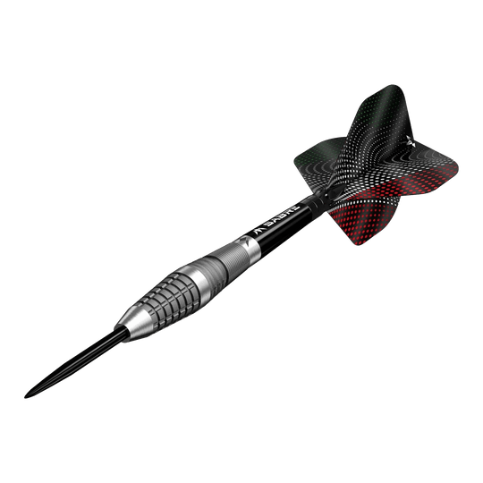Dardos Mission Michele Turetta de acero arenado - 23 g Das Bild zeigt Mission Michele Turetta Sandblasted Steeldarts in der 23g Variante. Die Pfeile zeichnen sich durch ihr sandgestrahltes Design aus.