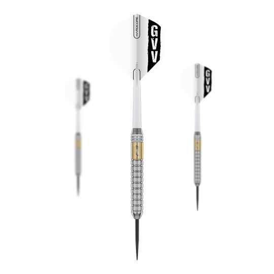 Dardos de acero de latón Red Dragon Gian Van Veen - 21 g Dieses Bild zeigt ein Set der Red Dragon Gian Van Veen Brass Steeldarts mit 21 g. Das Dart-Set eignet sich optimal für ambitionierte Spieler.