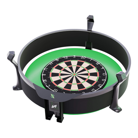 Sistema de puntuación automática electrónica Scolia Home 2 con anillo de iluminación 2026 Das Bild zeigt das Produkt „Scolia Home 2 Electronic Score System mit Beleuchtungsring“, ein elektronisches Zählsystem für Dartscheiben. Es verfügt über einen runden Beleuchtungsring und eine integrierte digitale Anzeige.