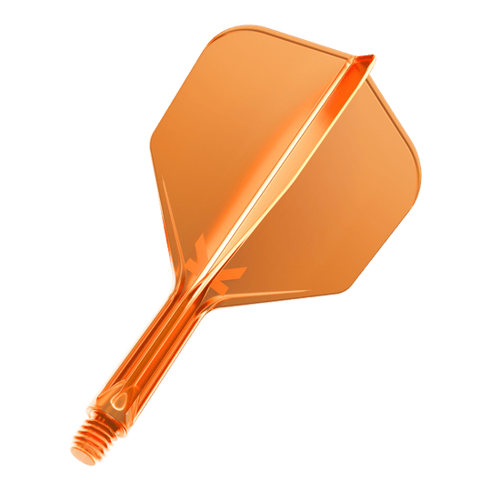 Sistema de vuelo Target K-Flex No6 - Naranja neón Dies ist ein neonorangener Dartflight mit integriertem Schaft. Das Material ist durchsichtig und glänzend.