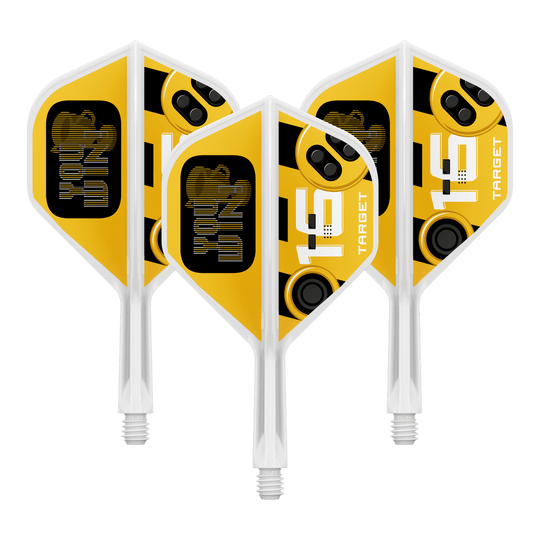 Das Bild zeigt einen Artikel mit dem Dateinamen 410591_Target_K-Flex_YouWin_No2_Standard_Flights_19mm_1Set. Es ist wahrscheinlich ein Set von Dart-Flights.