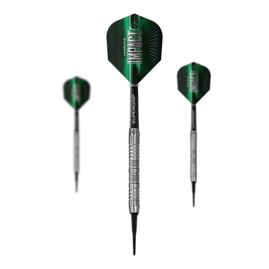 Dardos blandos de impacto Harrows Das Bild zeigt ein Set der Harrows Impact Softdarts. Mehrere Darts sind zusammen zu sehen.