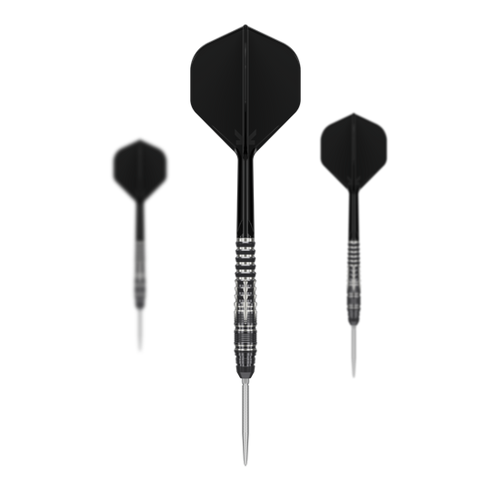 Dardos de acero Target Japan Black Marque Blaze Swiss Point - 23 g Abgebildet ist das Set der Target Japan Black Marque Blaze Swiss Point Steeldarts - 23g. Das Set besteht aus drei hochwertigen Steeldarts für den professionellen Gebrauch.