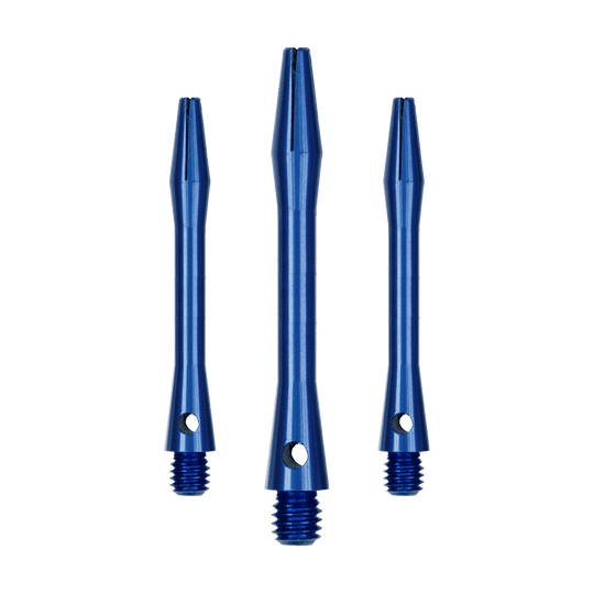 Ejes de aluminio - Azul Mehrere blaue Aluminiumschäfte für Dartpfeile sind abgebildet. Diese Schäfte sind stabil und funktional.