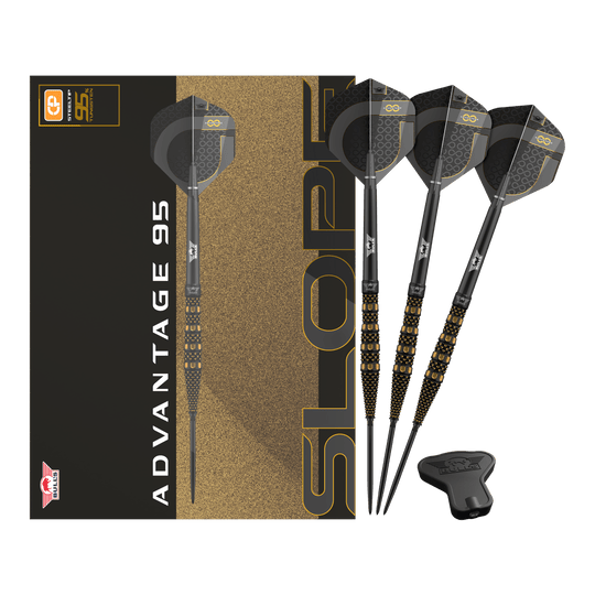 Dardos de acero con punta convertible Bulls NL Advantage 95 de pendiente Abgebildet werden Bulls NL Advantage 95 Slope Convertible Point Steeldarts. Verschiedene Perspektiven sind zu sehen.
