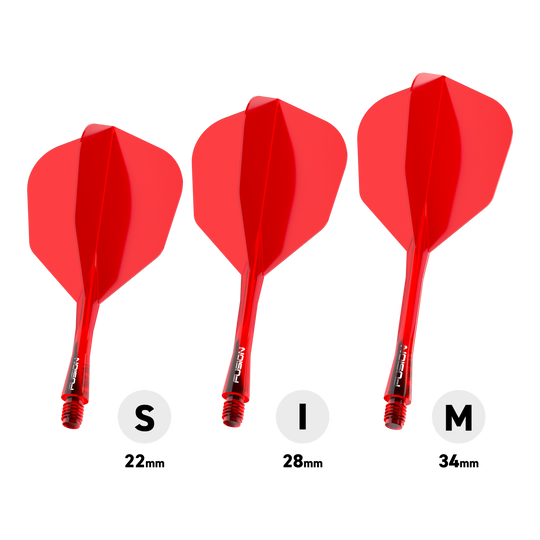 Sistema de eje de vuelo Winmau Fusion No6 Rojo Das Bild stellt das Winmau Fusion Flight-Shaft-System No6 in Rot dar. Dieses System kombiniert Flight und Shaft in einem roten Design.