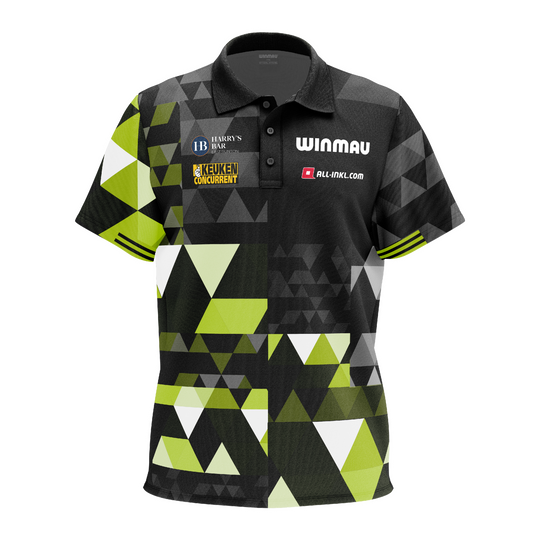 Polo Winmau Michael Van Gerwen edición abanico Poloshirt der Winmau Michael Van Gerwen Fan-Edition. Das Produkt ist als Fanartikel für Michael Van Gerwen entworfen.