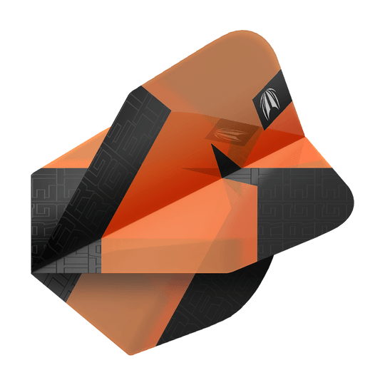 Target Pro Ultra TAG Naranja No. 6 Vuelos Estándar - 3 Juegos Das Bild zeigt ein orangefarbenes Dart-Flights-Set mit schwarzem Muster. Es handelt sich um das Produkt "Target Pro Ultra TAG Orange No6 Standard Flights - 3 Sets".
