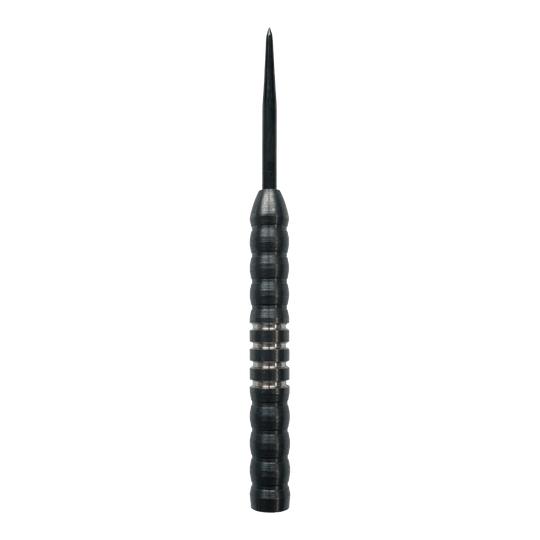 Barriles de dardos de acero McDart Midnight V1 Das Bild zeigt den McDart Midnight V1 Steeldart Barrel. Der Barrel ist schwarz und hat eine gerillte Oberfläche für besseren Halt.