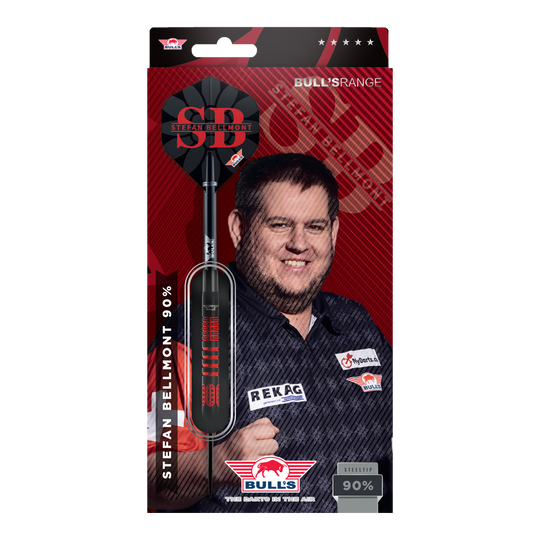 Dardos de acero Bulls NL Stefan Bellmont 90 - 23 g Gezeigt werden die Bulls NL Stefan Bellmont 90 Steeldarts 23g. Sie sind ideal für den Einsatz im Wettkampfsport geeignet.