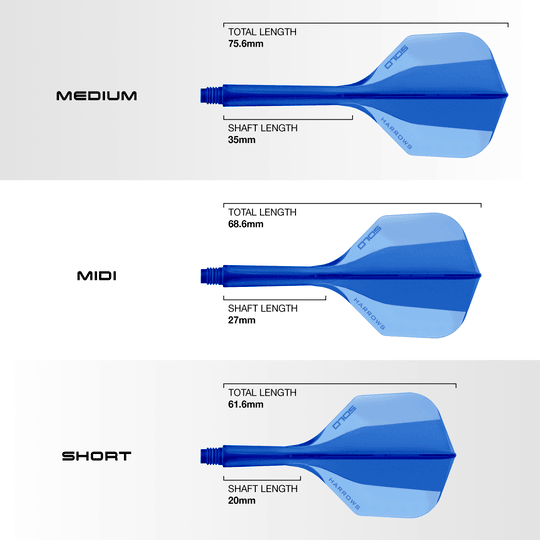 Sistema de eje de vuelo Harrows Solo No6 - Azul Hier sieht man das Harrows Solo No6 Flight-Shaft-System in Blau. Es handelt sich um ein Zubehörteil für Dartpfeile.