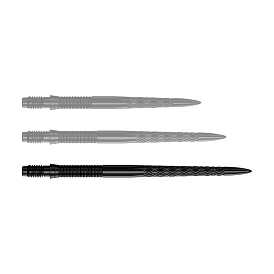 Puntas de dardo Mission R2.5 Rapid Point DSX - Negras Dartspitzen in Schwarz werden angezeigt. Die Abbildung zeigt die Mission R25 Rapid Point DSX Dartspitzen mit einer Länge von 40mm.