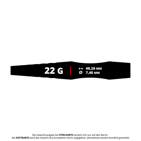 Dardos de acero Red Dragon Connor Scutt The Sniper - 22 g Das Bild zeigt die Red Dragon Connor Scutt The Sniper Steeldarts - 22g. Es handelt sich um hochwertige Steeldarts für präzises Dartspiel.